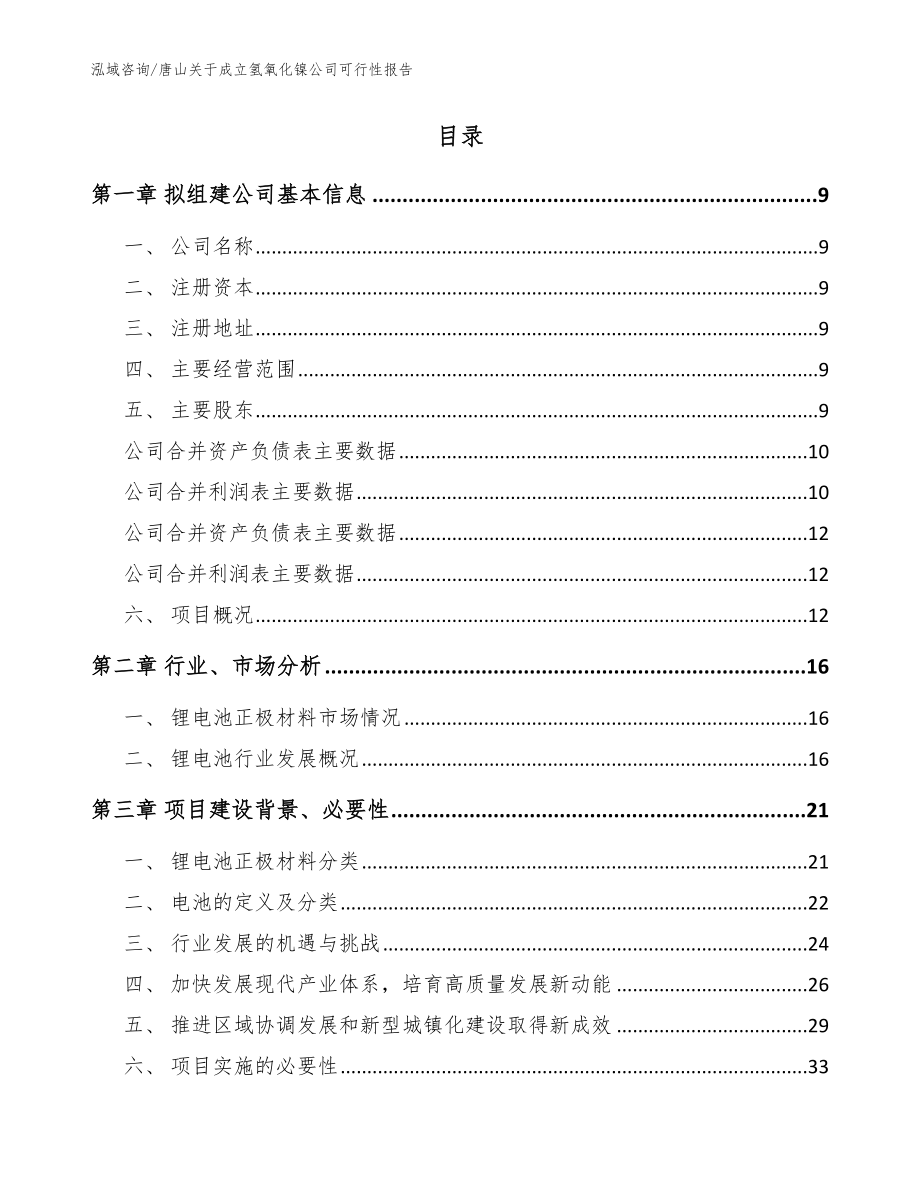 唐山关于成立氢氧化镍公司可行性报告范文模板_第2页