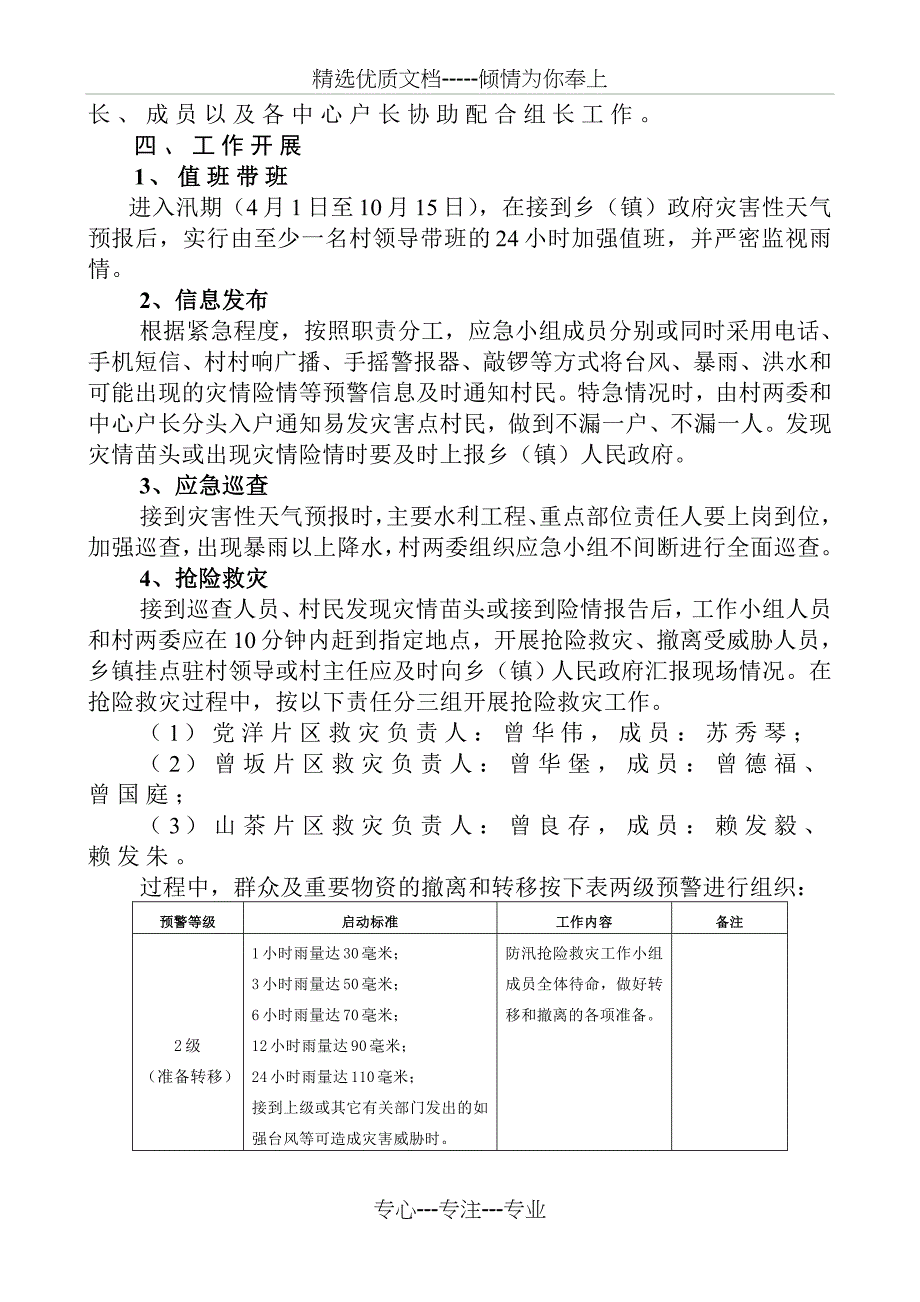 上涌镇曾坂村(山洪灾害)抢险救灾应急预案_第2页