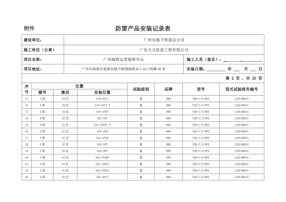 SPD安装记录表(最终版)_第2页