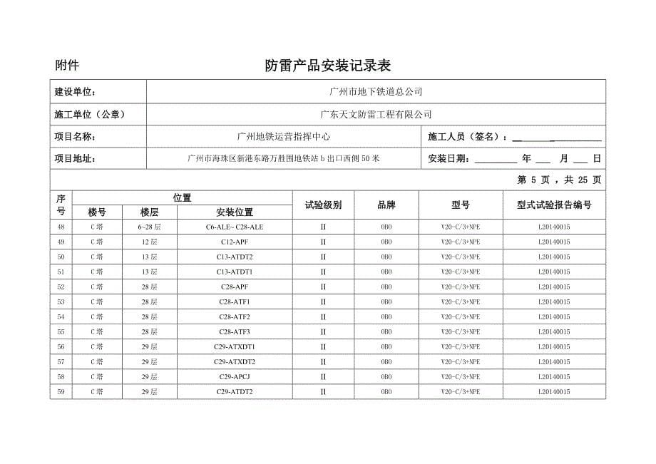 SPD安装记录表(最终版)_第5页