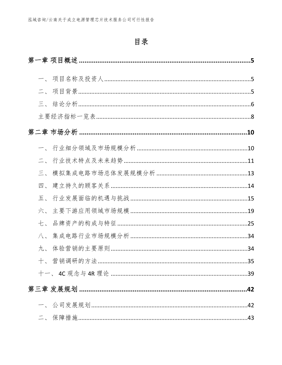 云南关于成立电源管理芯片技术服务公司可行性报告模板范文_第1页