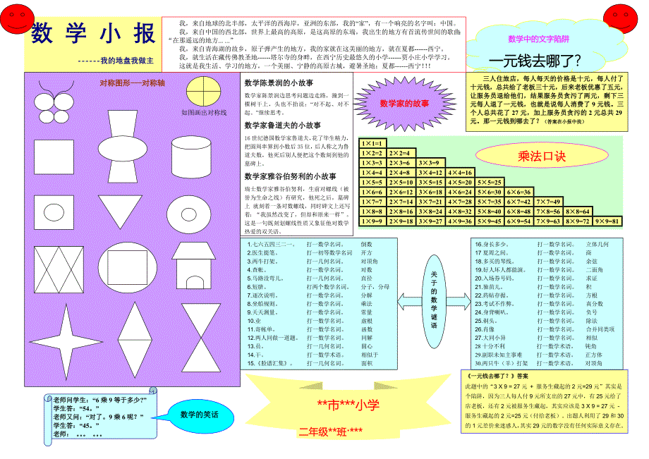 数学小报二年级上_第1页