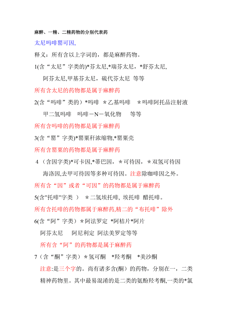 麻醉、一精、二精类药品记忆口诀_第1页