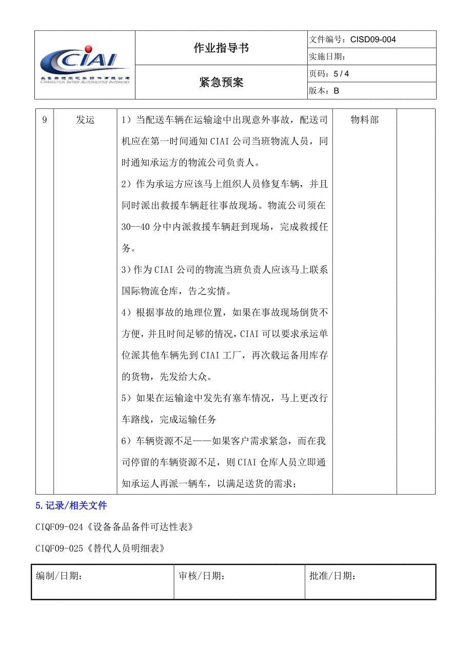 汽车饰件企业管理之CISD09-004紧急预案B.doc_第5页