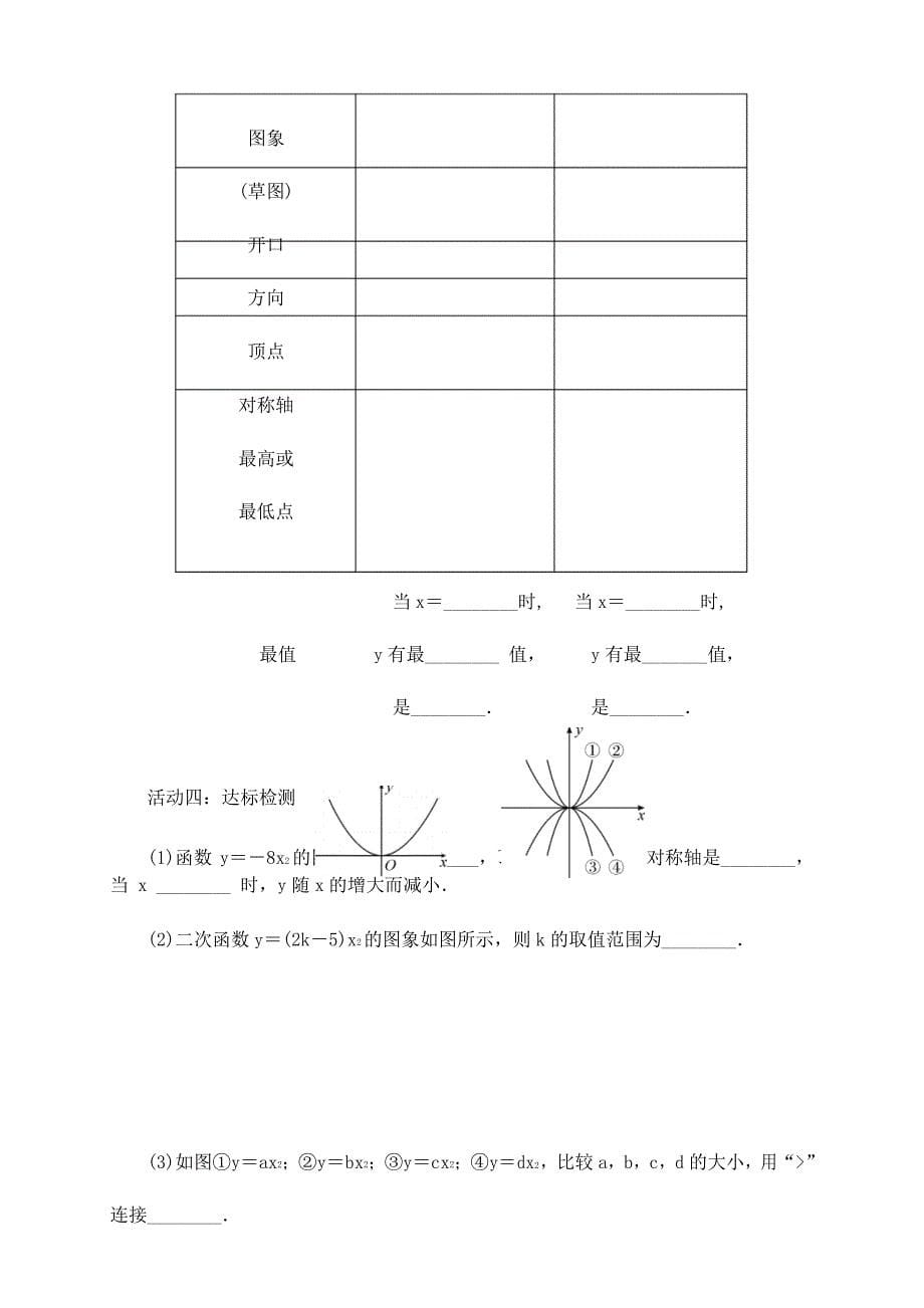 人教版九年级数学上册教案：22. 1. 2 二次函数y=ax2的图象和性质_第5页