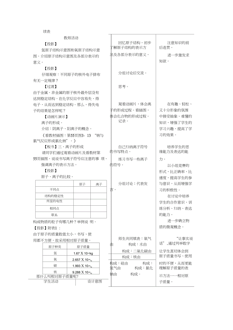 人教版九年级化学精品教案3.2原子的结构_第4页