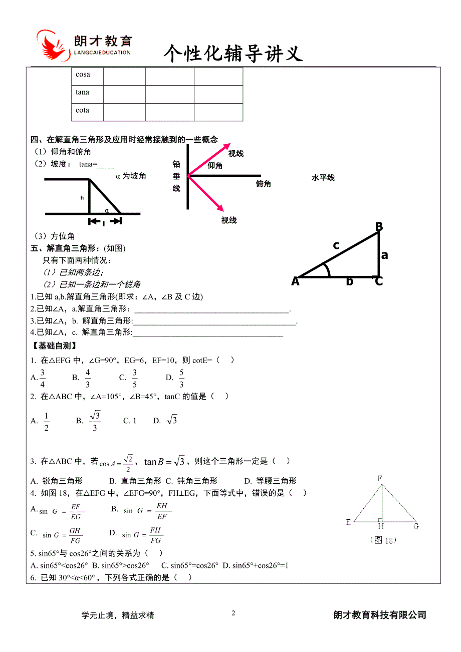 解直角三角形一对一讲义.doc_第2页