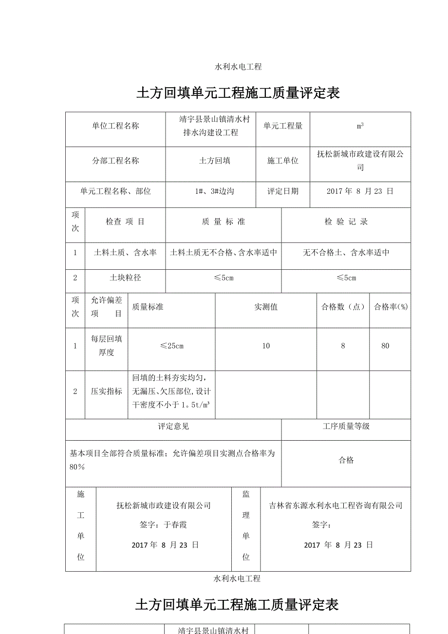 土方回填质量评定表_第1页