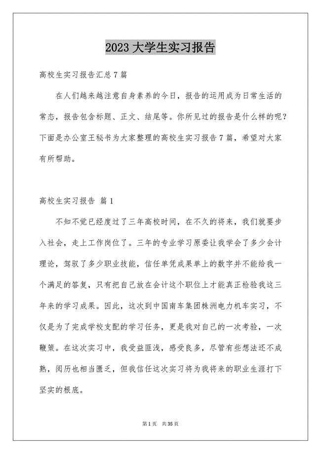 2023年大学生实习报告160.docx