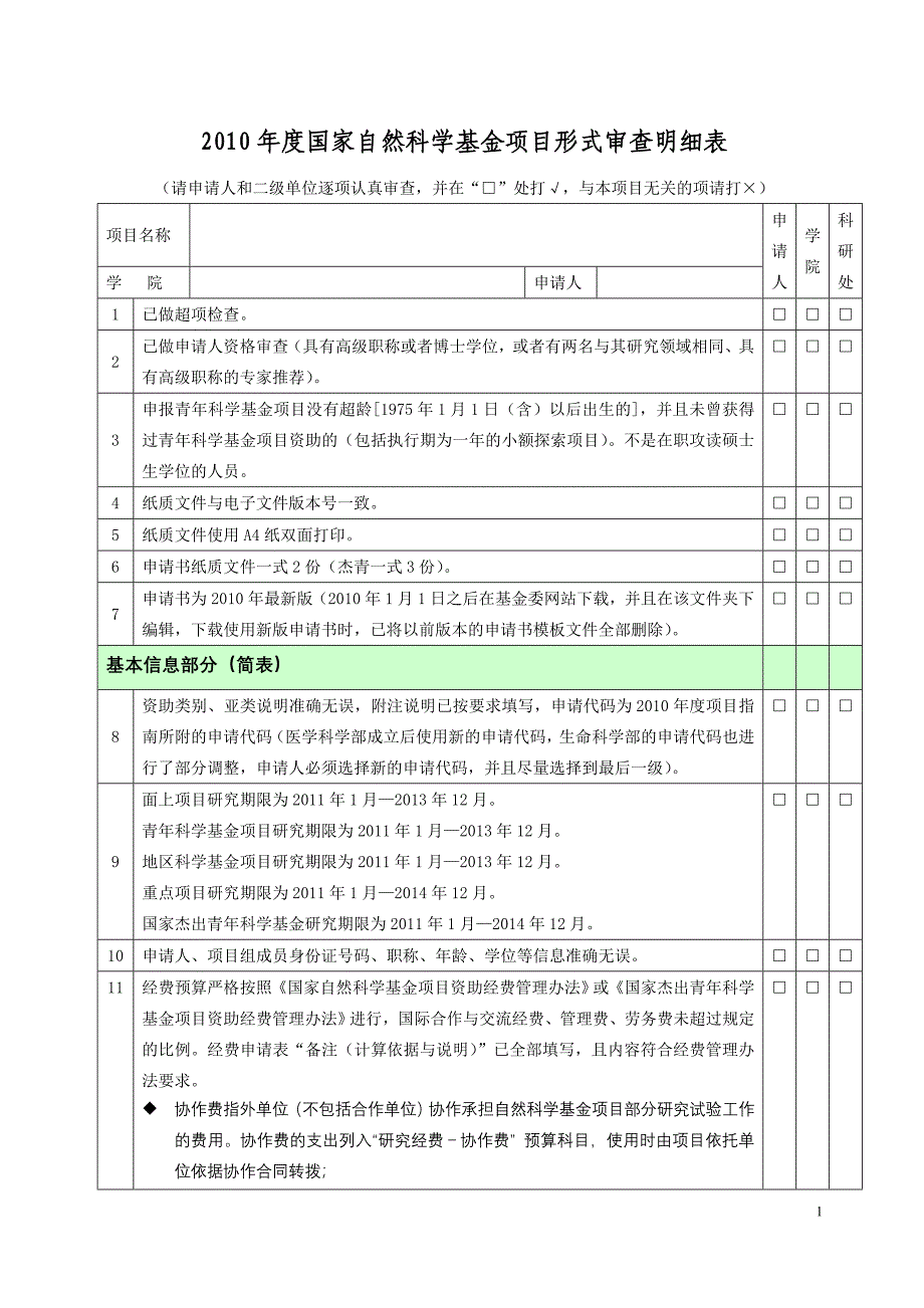 2010年度国家自然科学基金项目形式审查明细表(3)_第1页