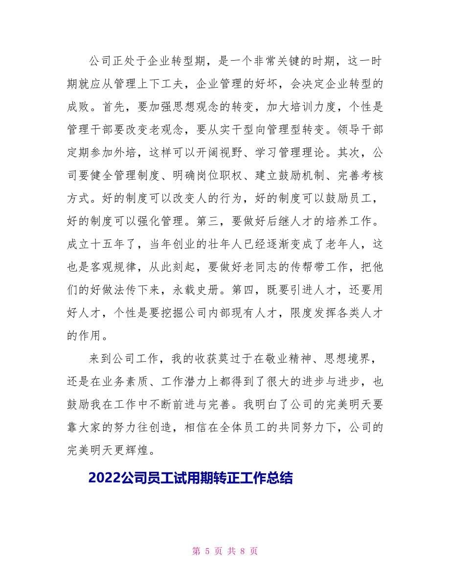 2022公司员工试用期转正工作总结范文_第5页