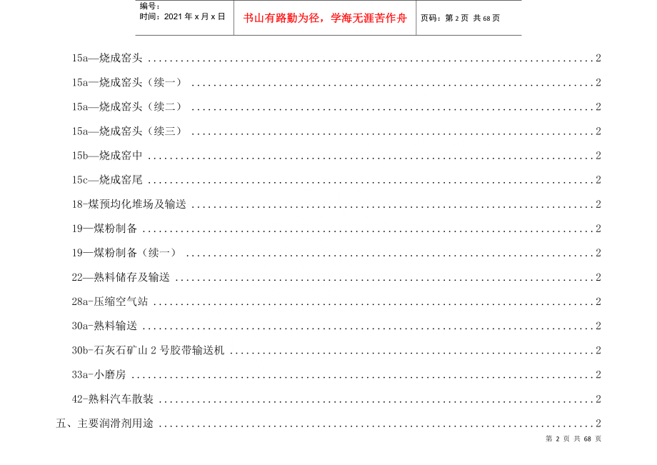 水泥生产企业设备润滑表_第2页