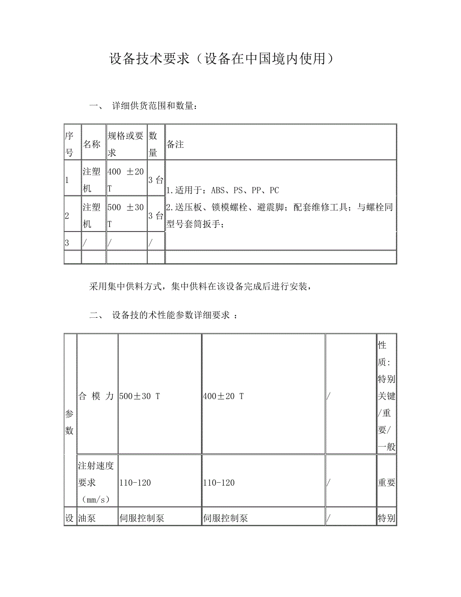 注塑机技术要求351_第1页