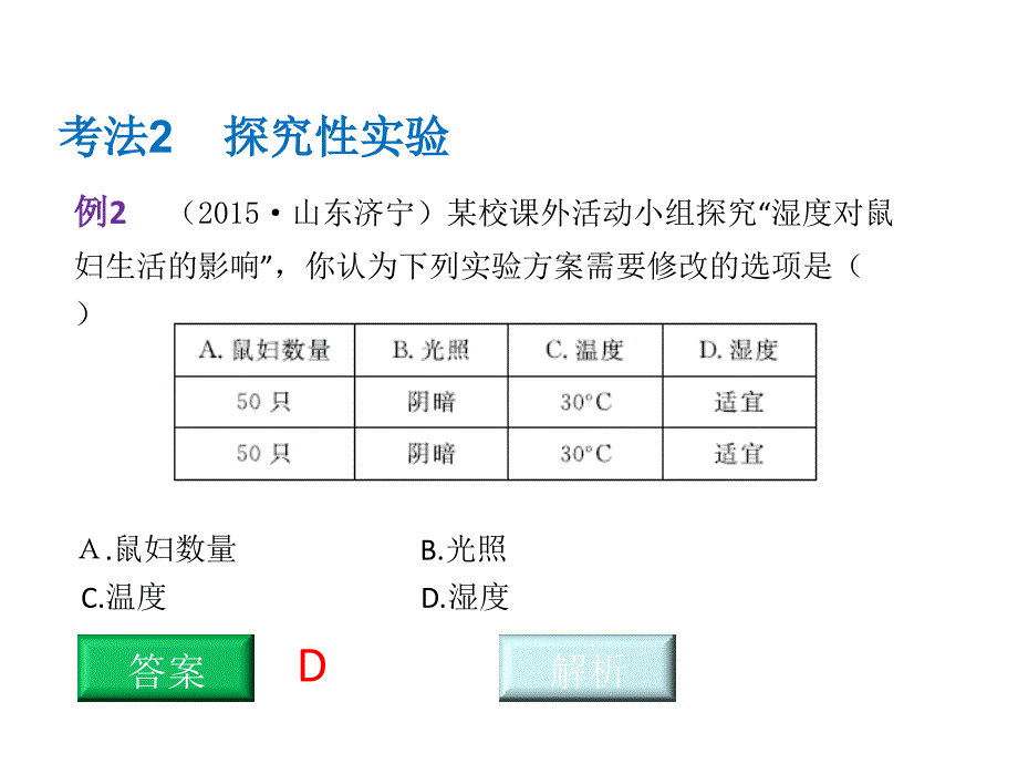 中考生物总复习 专题二十六 实验探究题课件_第4页