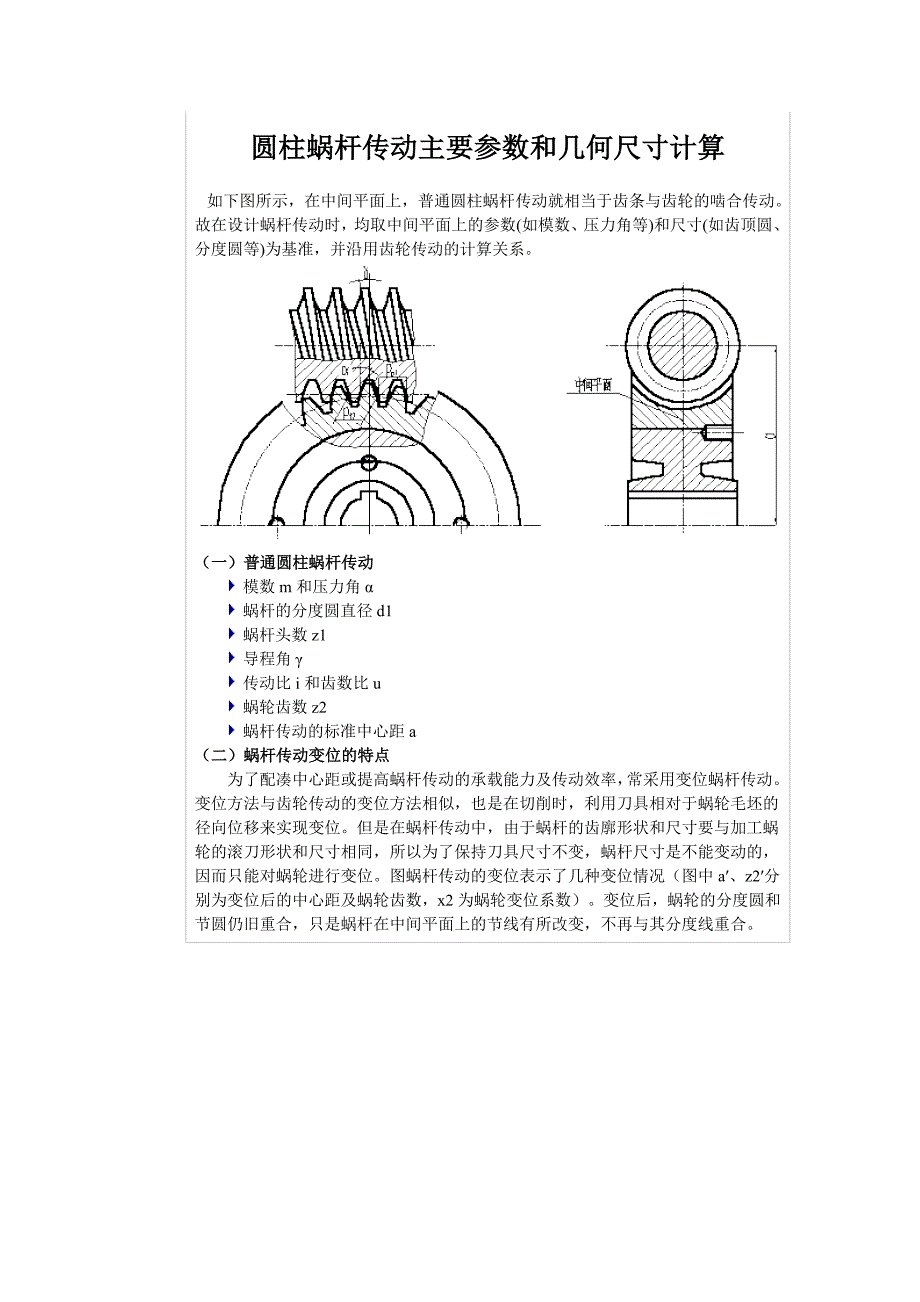 圆柱蜗杆传动主要参数和几何尺寸计算_第1页
