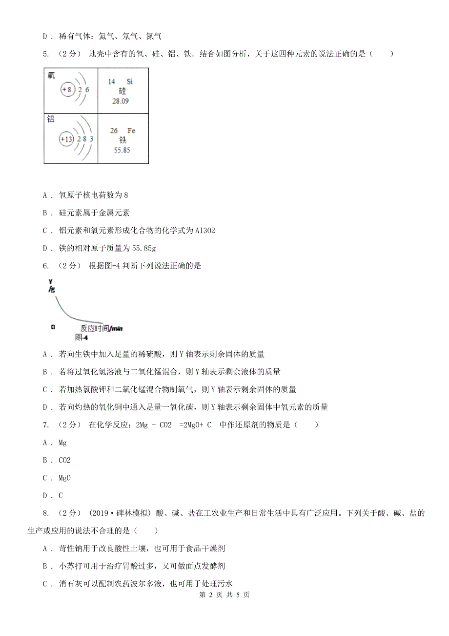 菏泽市定陶县九年级第二次调研测试测试化学试卷_第2页