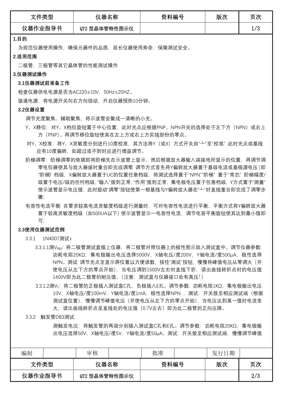 QT2晶体管特性图示仪操作规范_第1页