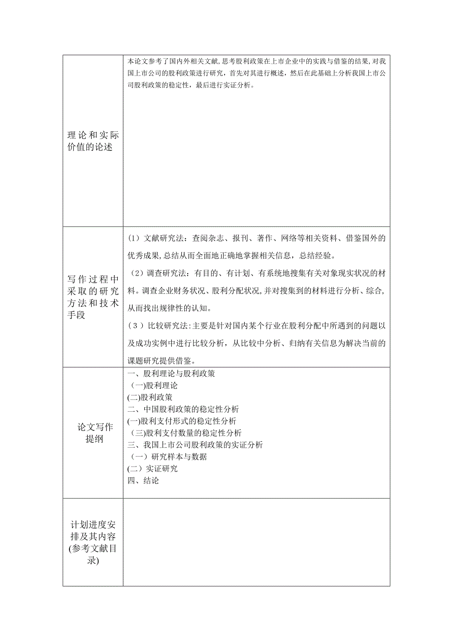 上市公司股利政策研究开题报告_第2页