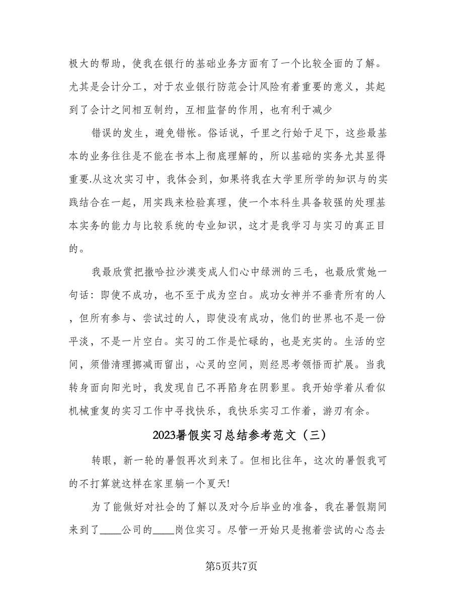 2023暑假实习总结参考范文（3篇）.doc_第5页