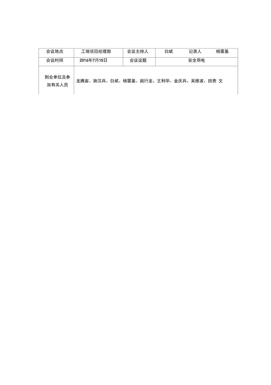 安全生产例会会议记录表_第5页