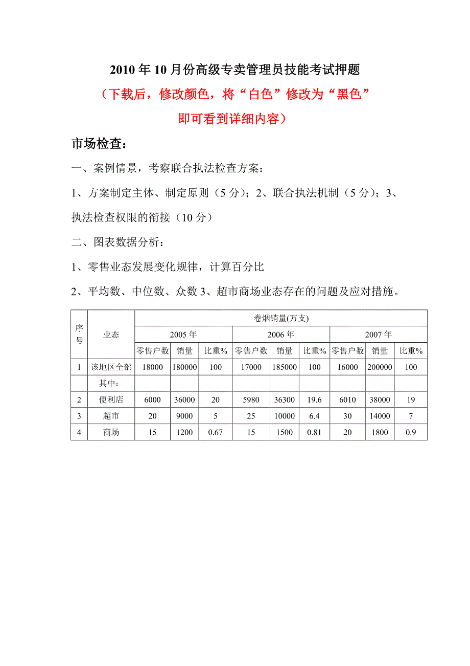 10月17日高级专卖管理员技能考试押题_第1页