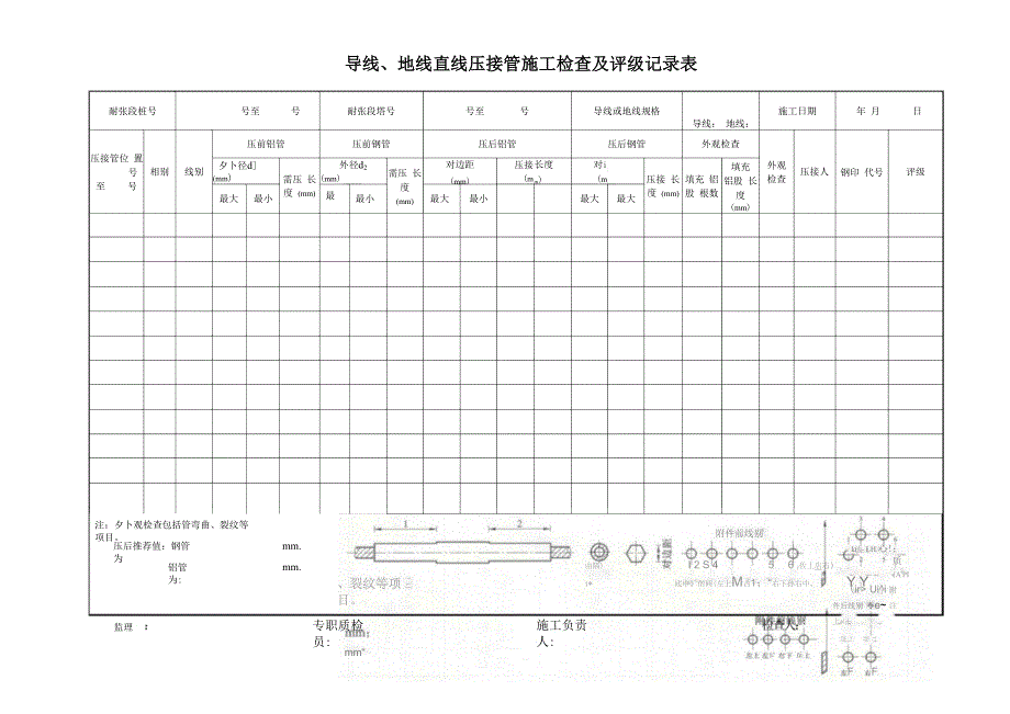 导线、地线直线压接管施工检查及评级记录表_第1页