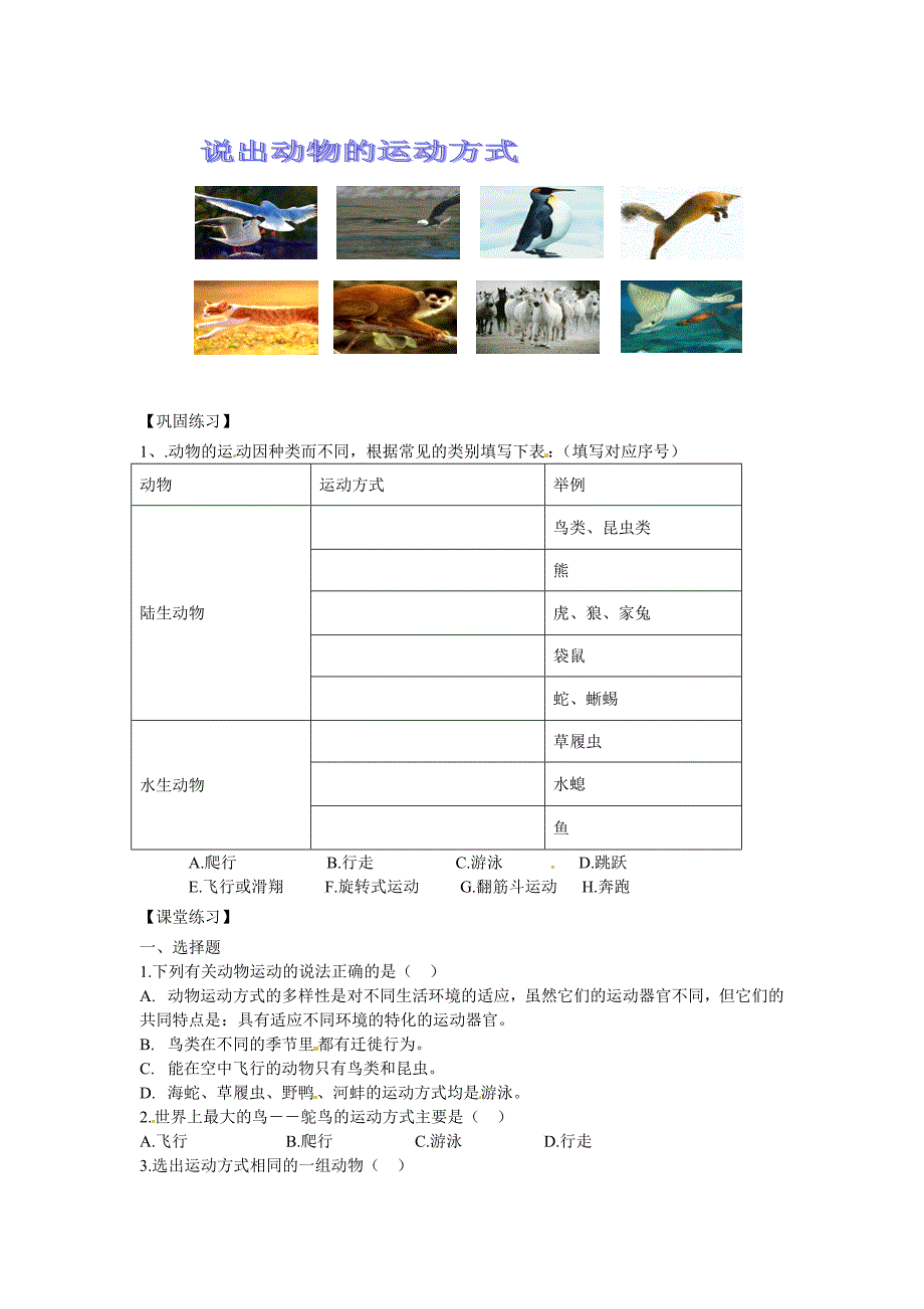 第十六章动物运动方式的多样性教案.doc_第3页