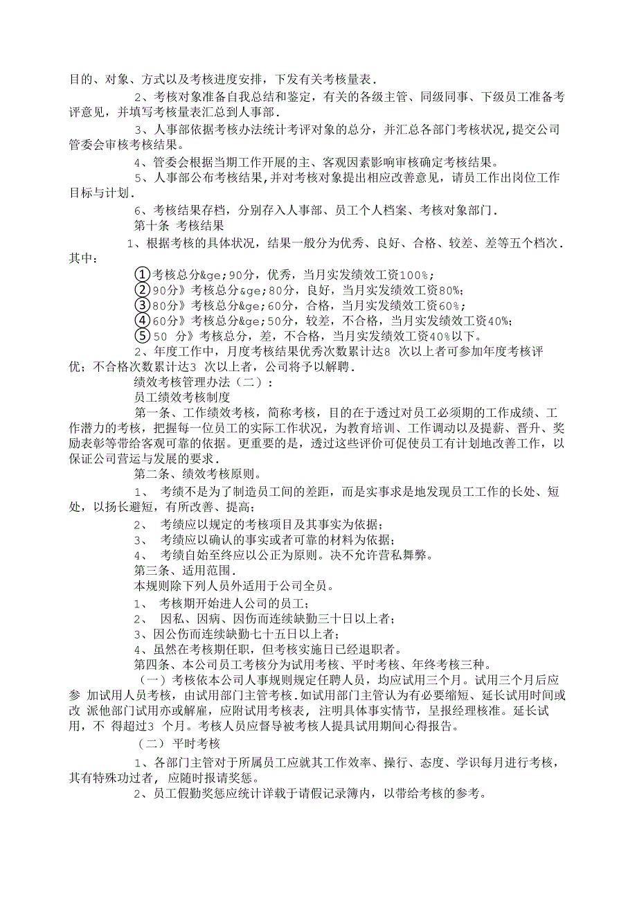 绩效考核管理办法(范本10则)_第2页