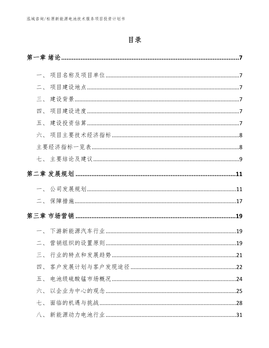 松原新能源电池技术服务项目投资计划书（参考范文）_第1页