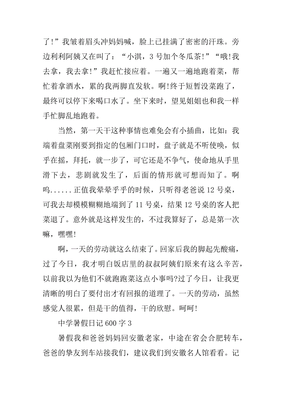 2024年高中暑假日记600字_第3页