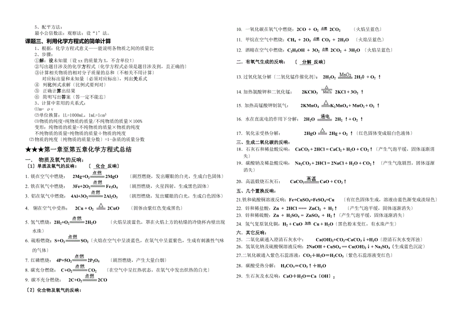 九年级化学第五单元化学方程式知识点归纳新人教版_第2页