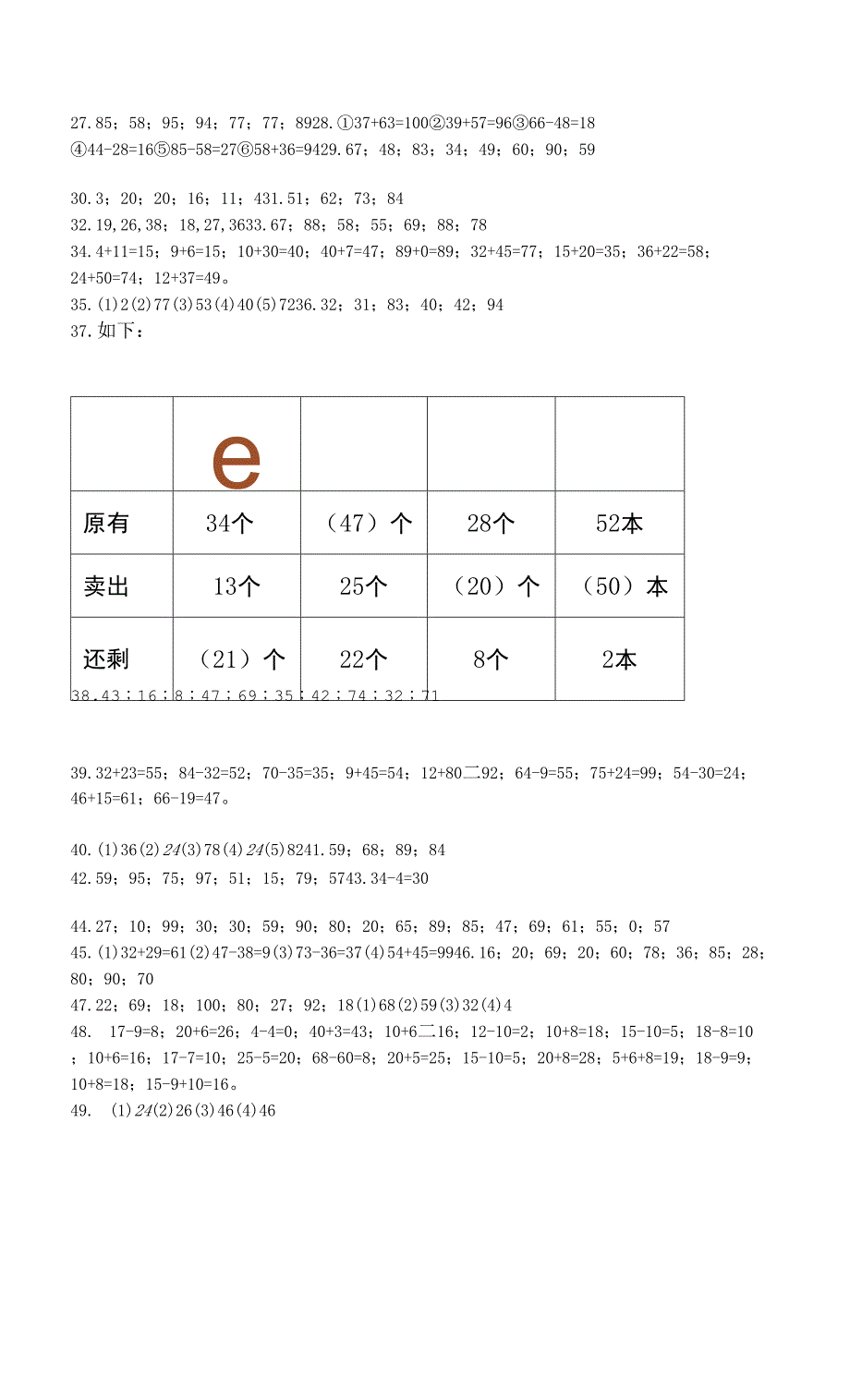 100以内的加减法计算题50道带答案下载.docx_第4页