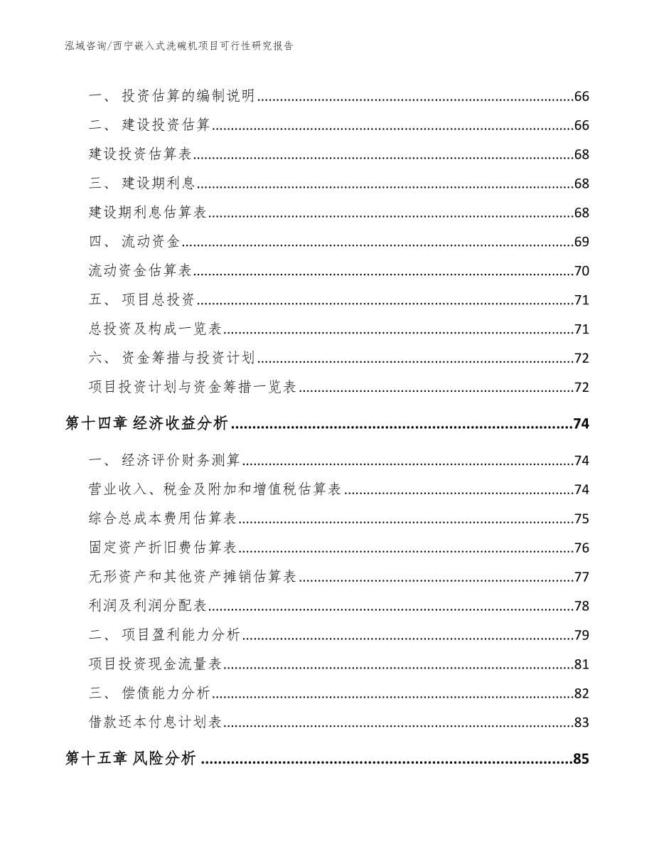 西宁嵌入式洗碗机项目可行性研究报告（参考范文）_第5页