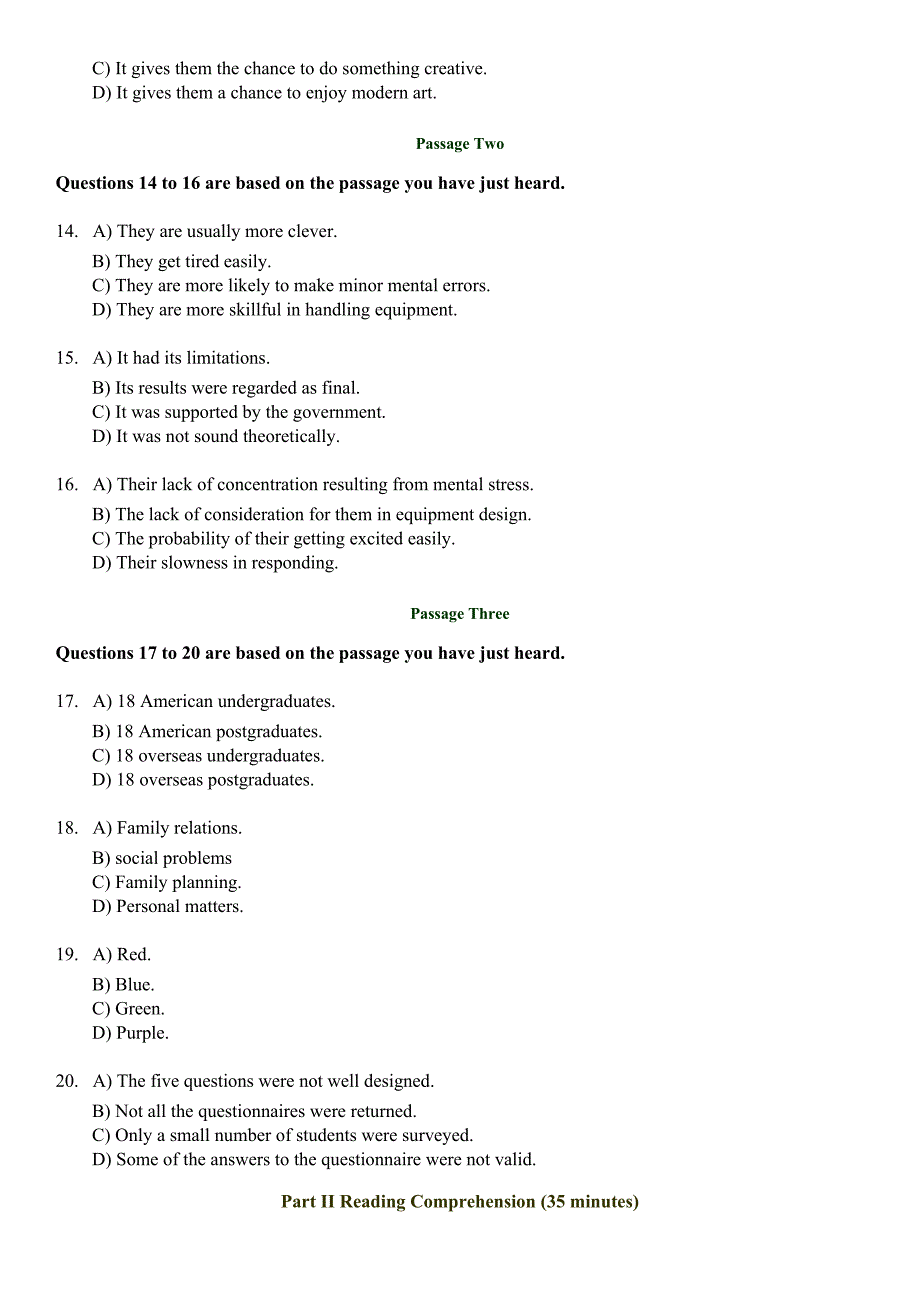 1998年01月大学英语六级(CET-6)真题试卷(含答案)_第3页