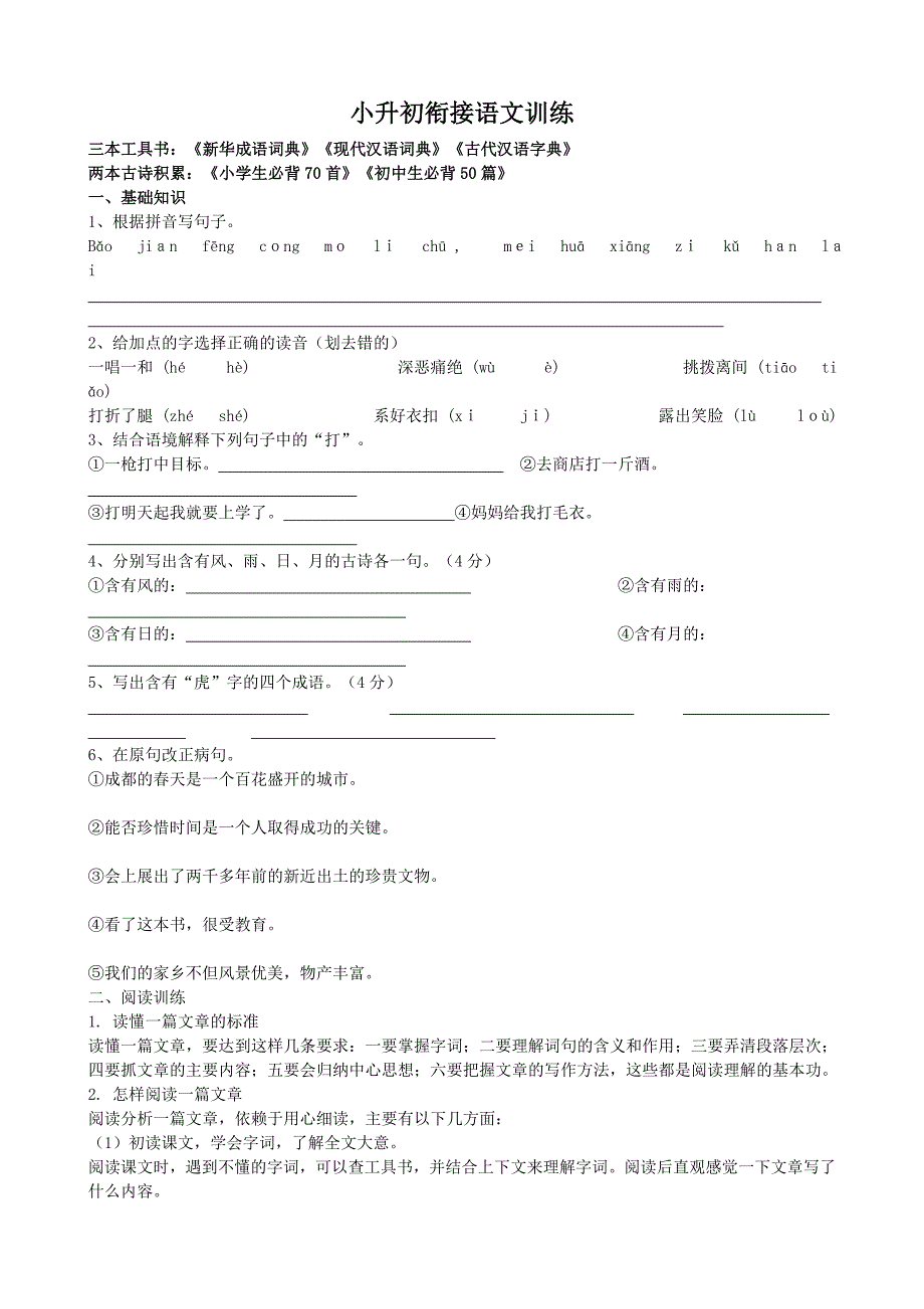 小升初衔接语文资料_第1页