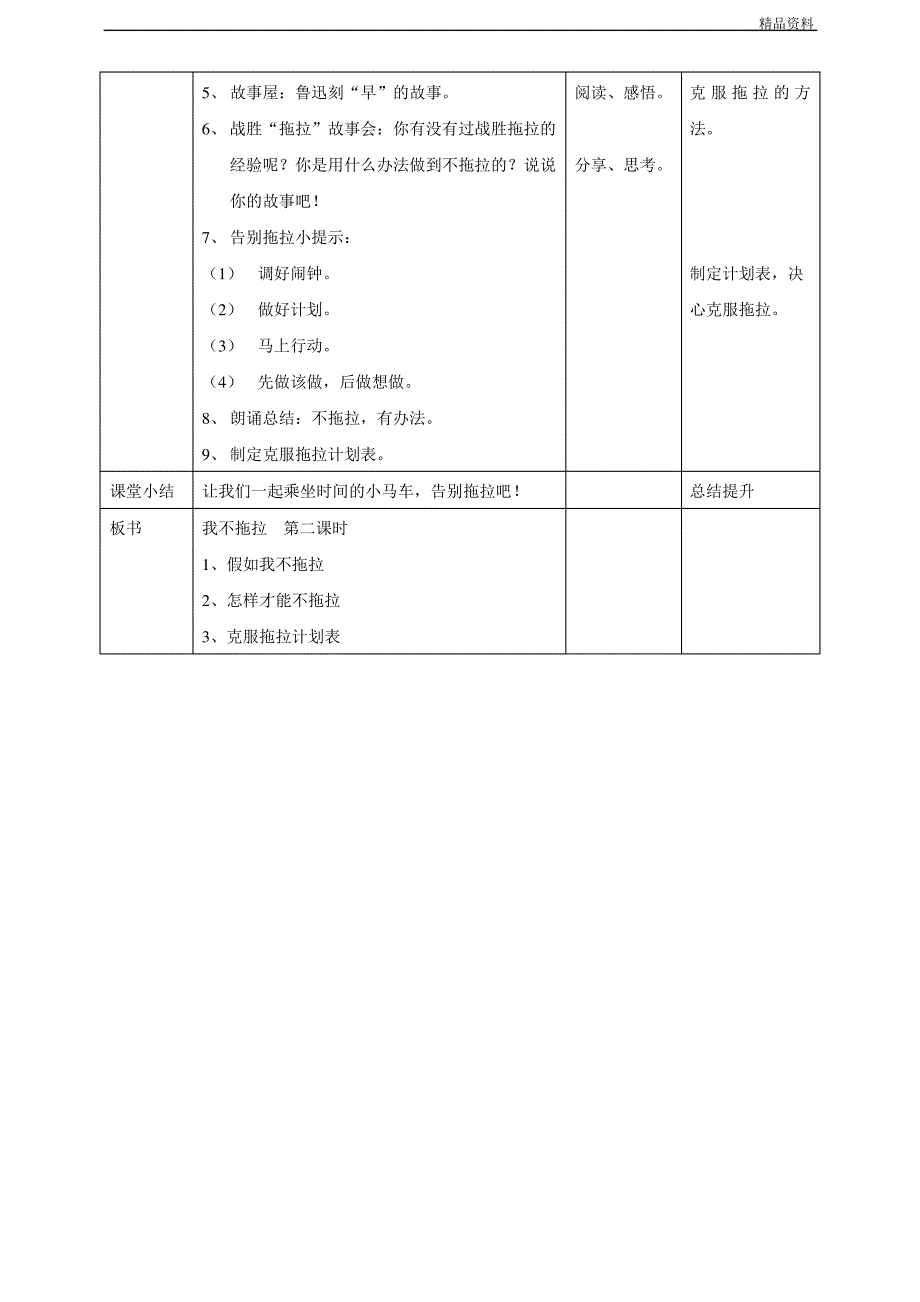 部编版小学道德与法治3我不拖拉第二课时 教案_第2页