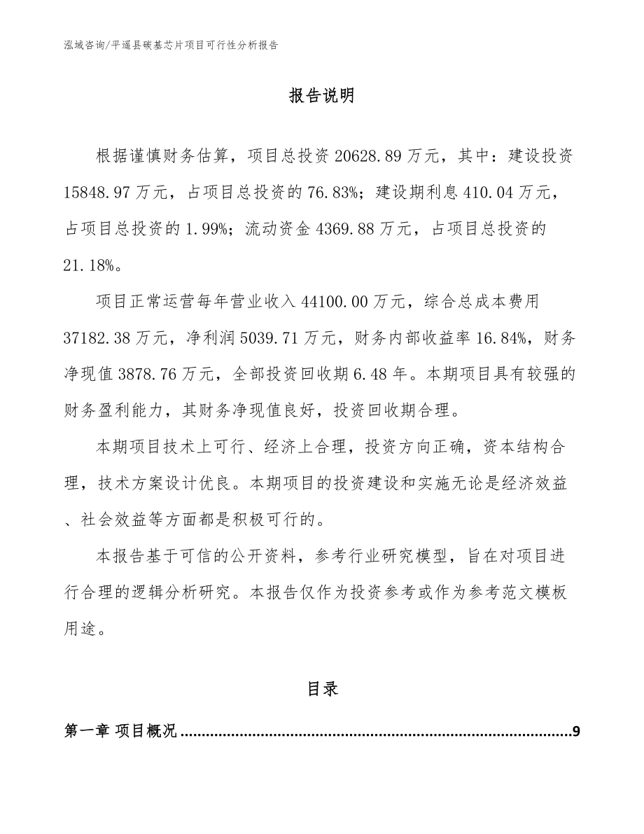平遥县碳基芯片项目可行性分析报告（参考范文）_第2页
