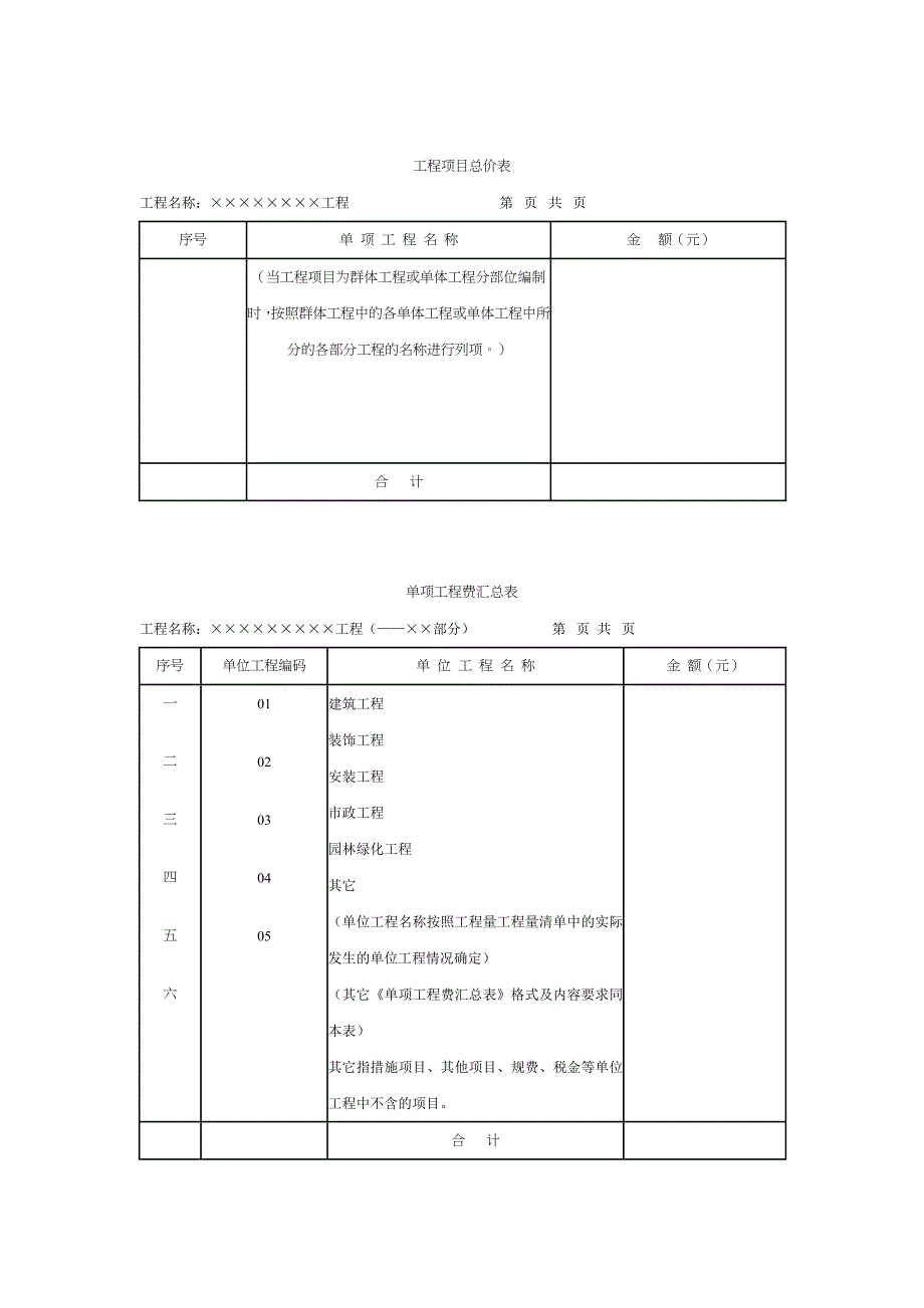 招标用《工程量清单》标准文本_第4页