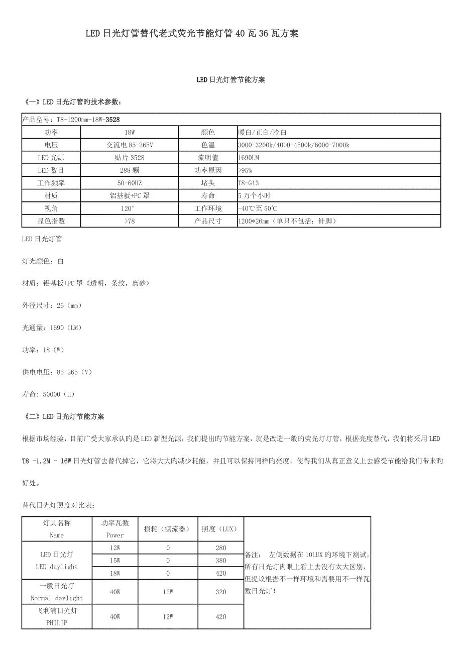 LED日光灯管替代荧光节能灯管方案.doc_第1页