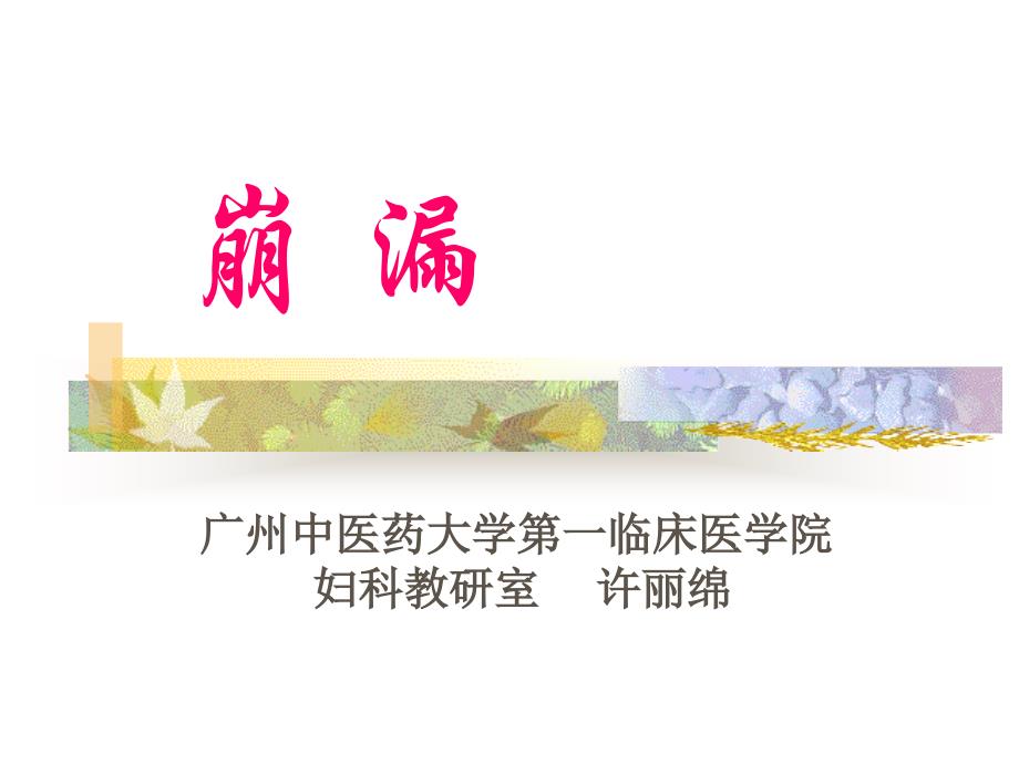 崩漏的中医治疗_第1页