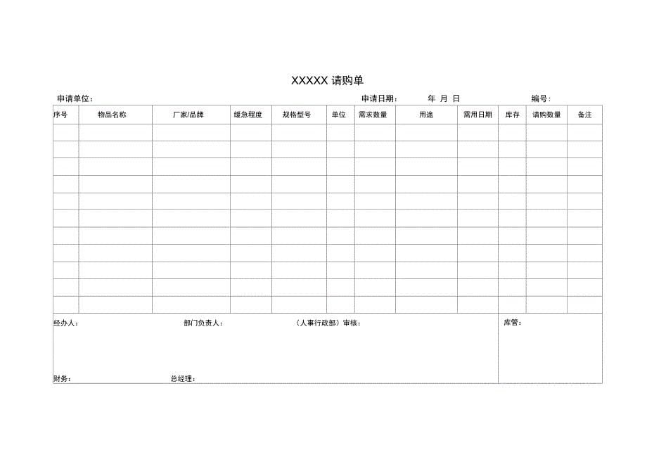 企业采购部管理制度附带表格_第5页