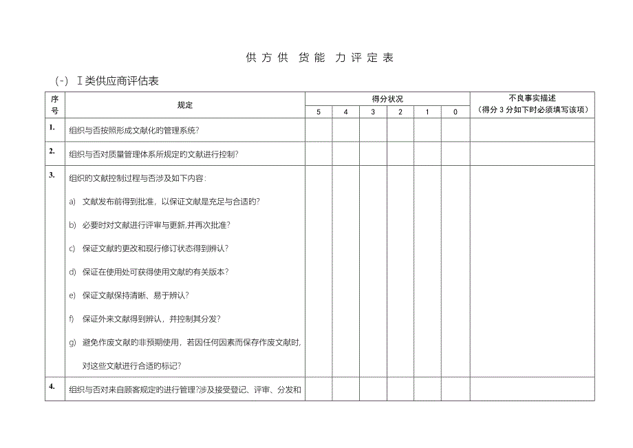 供方供货能力评定表1_第1页