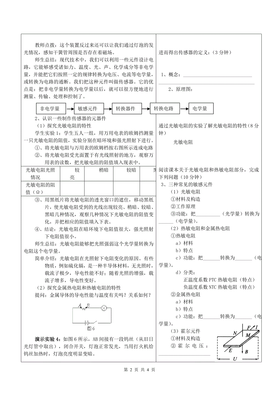 新人教版高中物理选修3－2第六章《传感器及其工作原理》精品教案_第2页