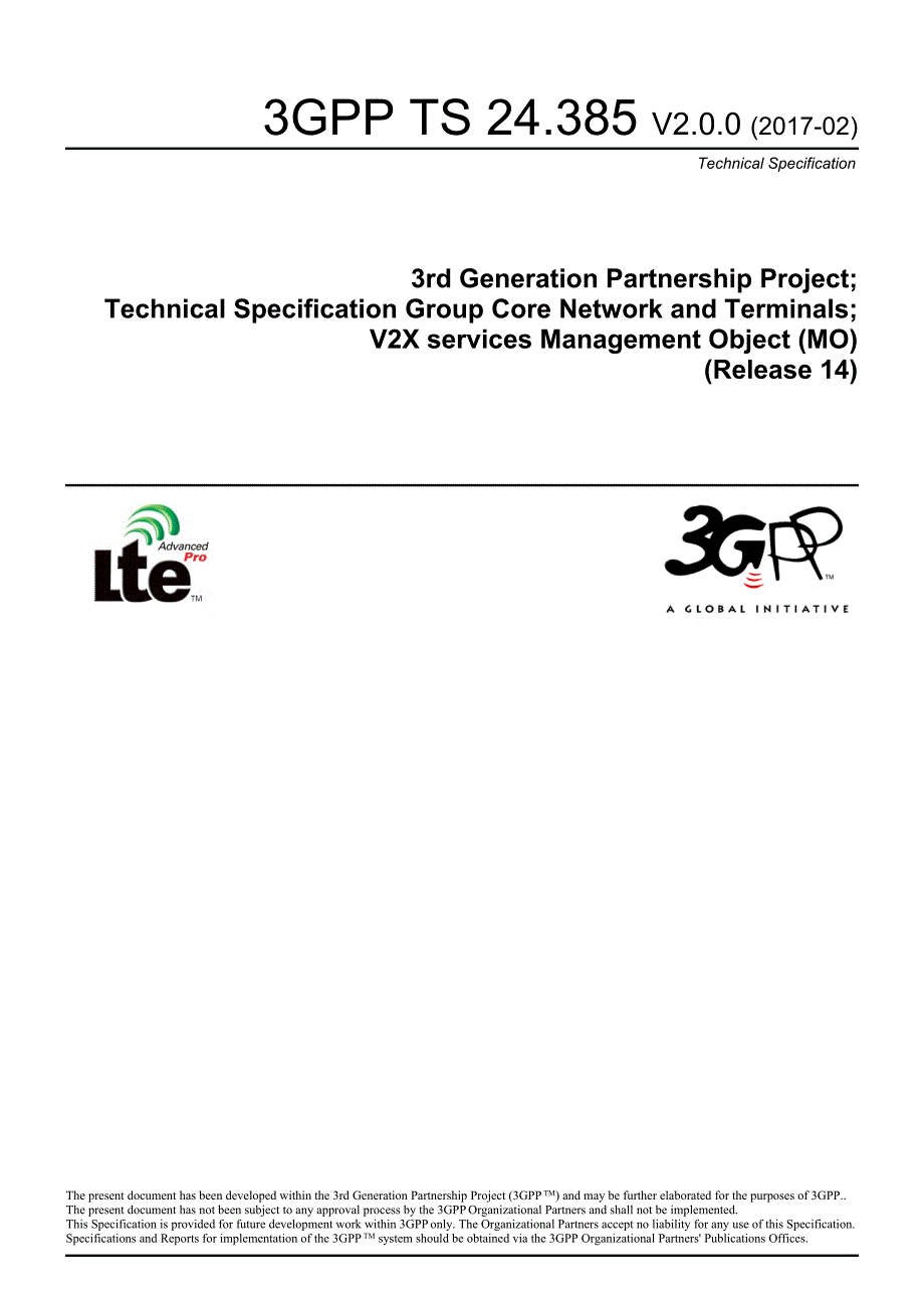 TS 24.385 V2.0.0 (2017-02) V2X services Management Object (MO)_第1页