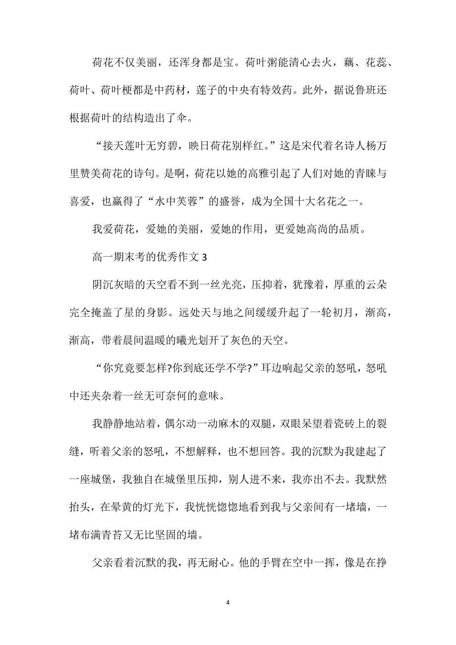 高一期末考的优秀作文_第4页