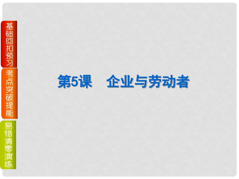 高考政治一轮复习课件（基础回扣预习+考点突破提能+易错清零演练）第5课 企业与劳动者课件 新人教版_第1页