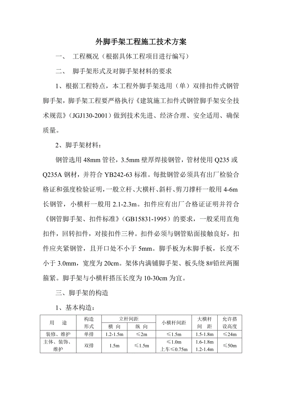 外脚手架工程施工技术方案_第1页