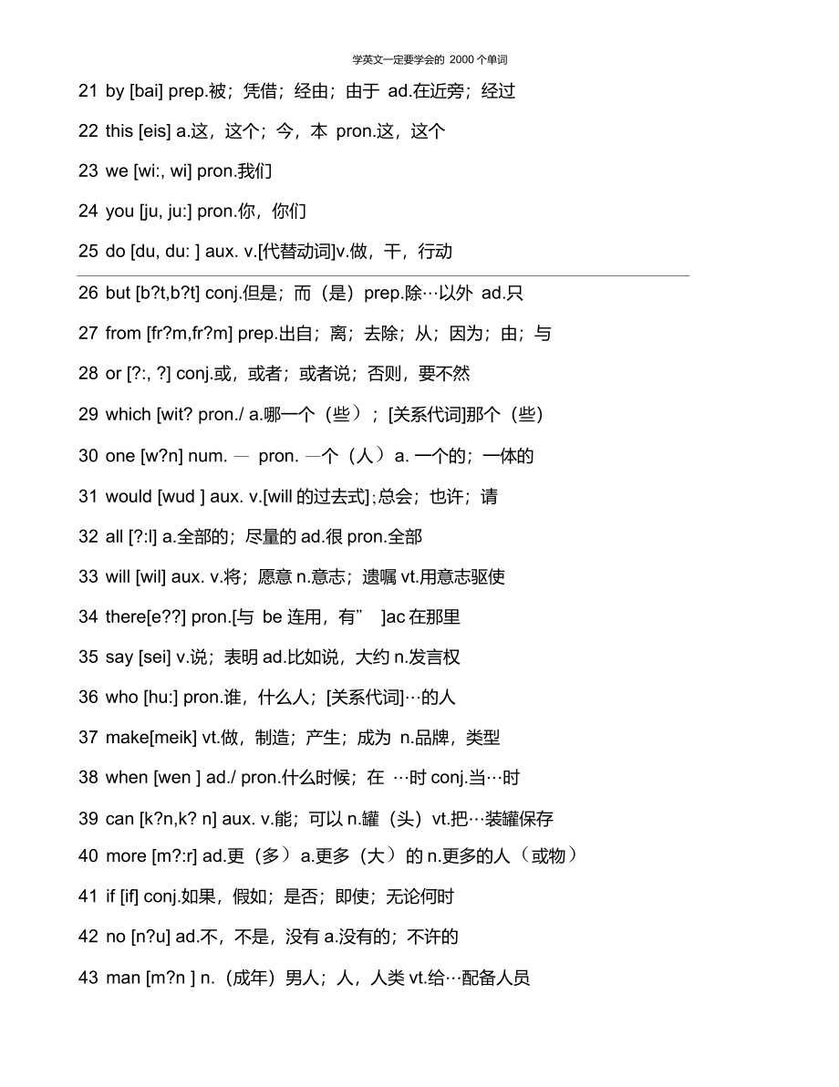 我的经典5最常用两千英语单词含音标中文翻译_第2页