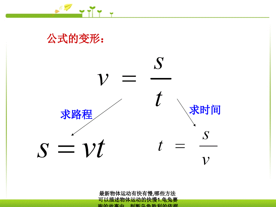 （最新）物体运动有快有慢,哪些方法可以描述物体运动的快慢1.龟兔赛跑的故事中判断乌龟胜利的依据是什么？2.百米短跑中以什么为标准来确定冠军的？……导入新课PPT 课件_第4页