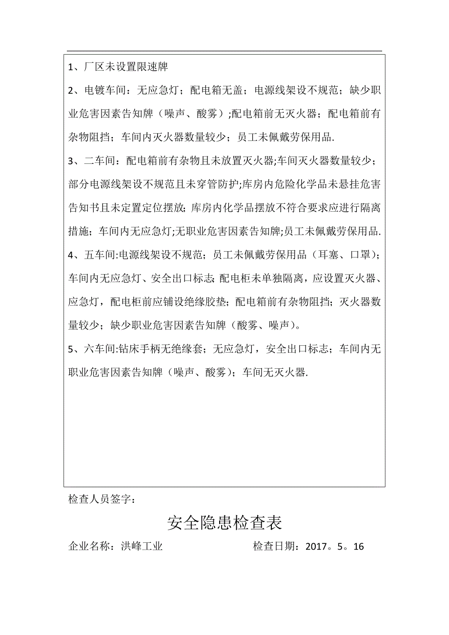 安全隐患检查表_第3页